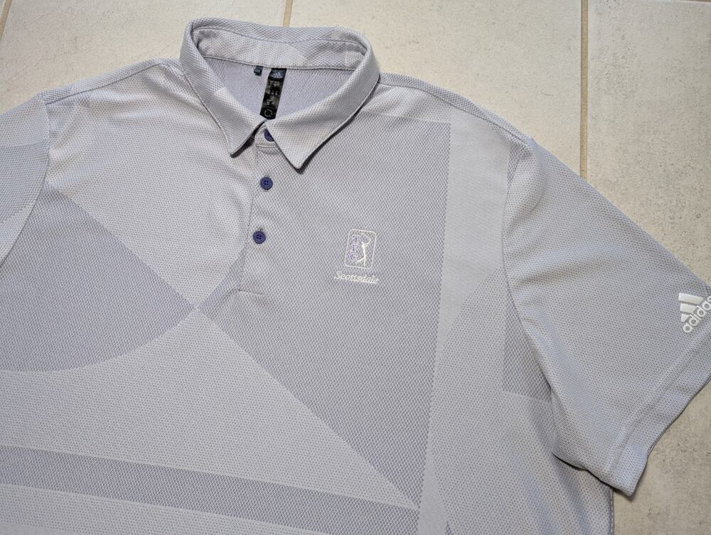 Adidas Men's XXL Golf Polo Shirt Purple Gray Geometric Print TPC Scottsdale